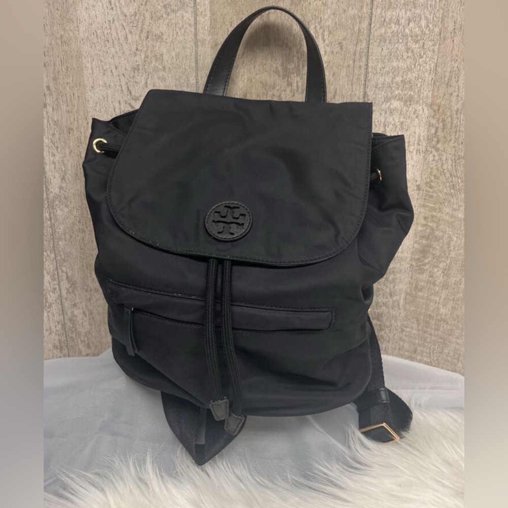 Tory Burch Nylon Drawstring Black Backpack - image 1